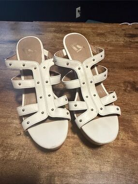 Report Cream Studded Strappy Slide Sandals - Women